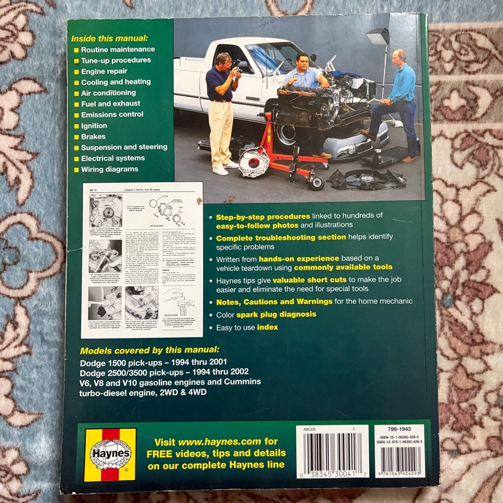 HAYNES REPAIR MANUAL 30041 Dodge Pickup truck 1994 - 2001 Complete Repair Manual - Picture 2 of 4